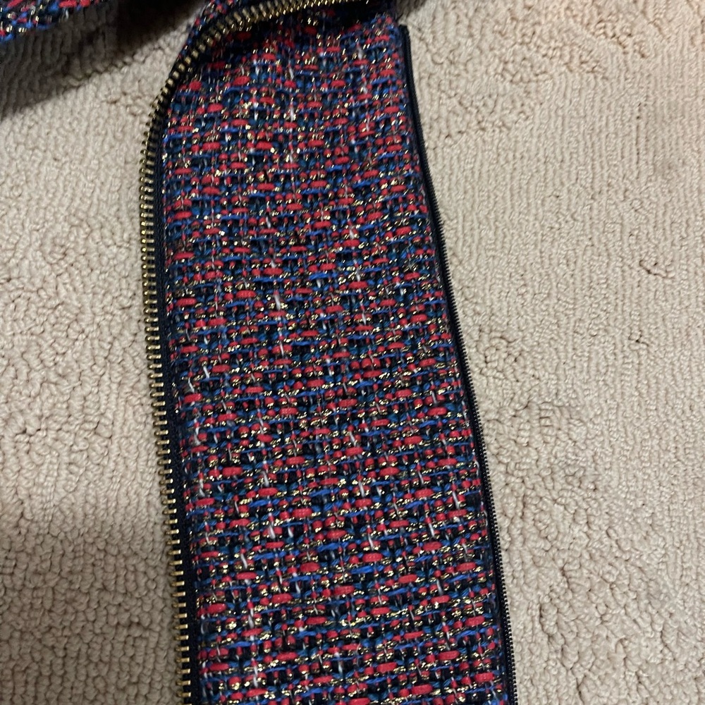 Veronica beard Chic Tweed Zippered Dickey red blue gold - Picture 3 of 5